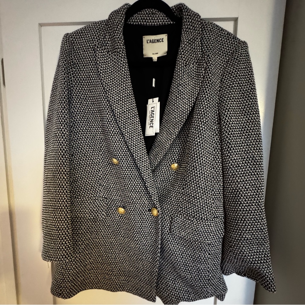 NEW L’agence Riva Double Breasted Knit Blazer - Picture 8 of 15